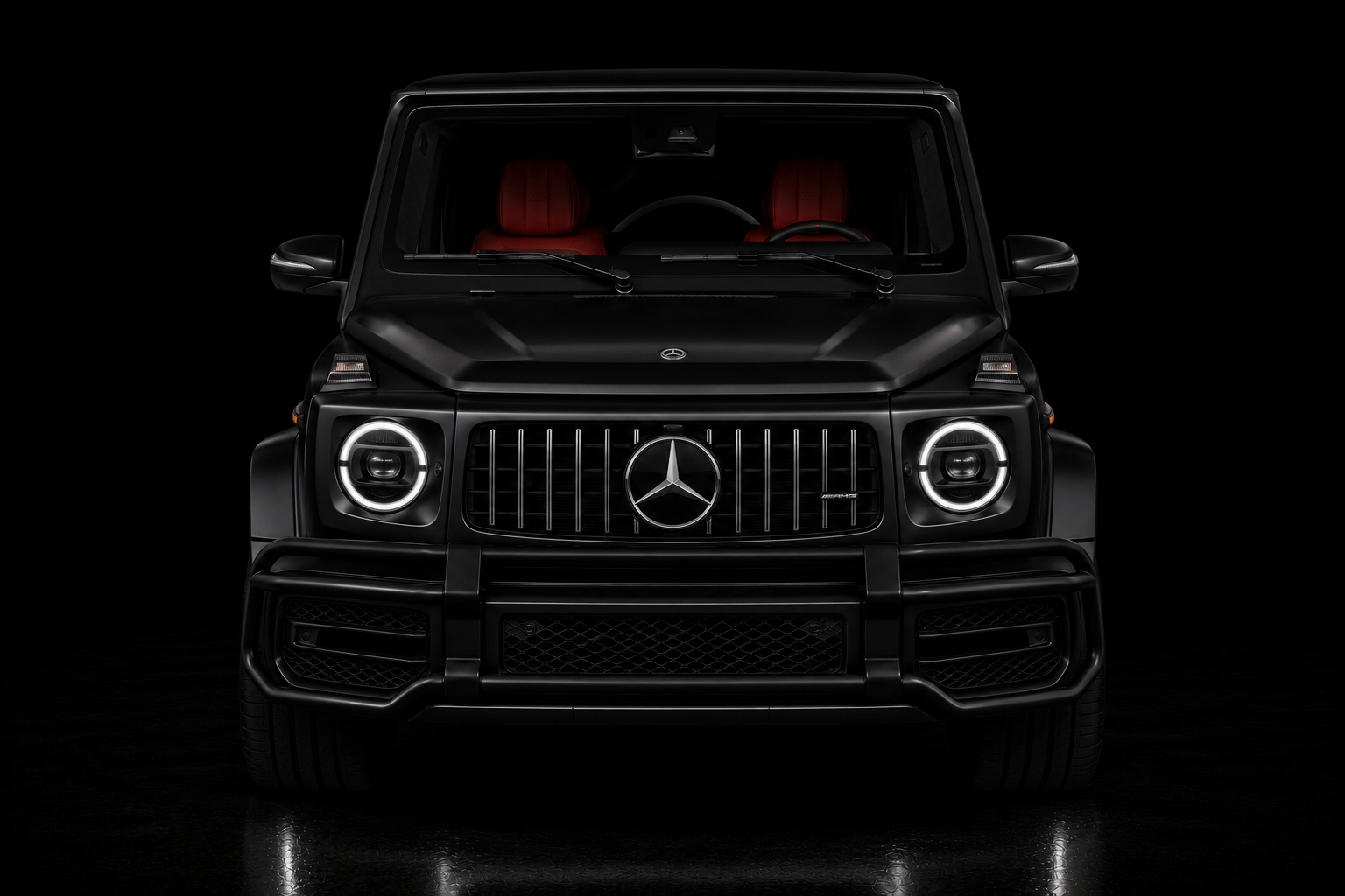 2021 Mercedes-Benz G63 AMG in designo Night Black Magno with Classic Red Nappa interior